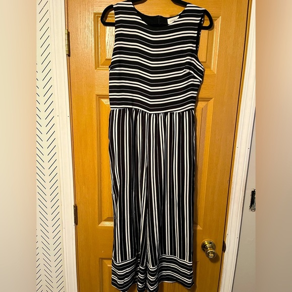 Everly Black and White Striped Jumpsuit - Picture 1 of 16